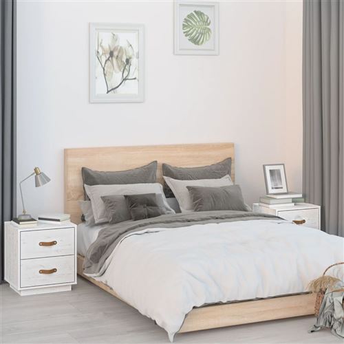 Non Communiqué Blanc Vidaxl Tables De Chevet 2 Pcs 40X34x45 Cm Bois De Pin Massif818328