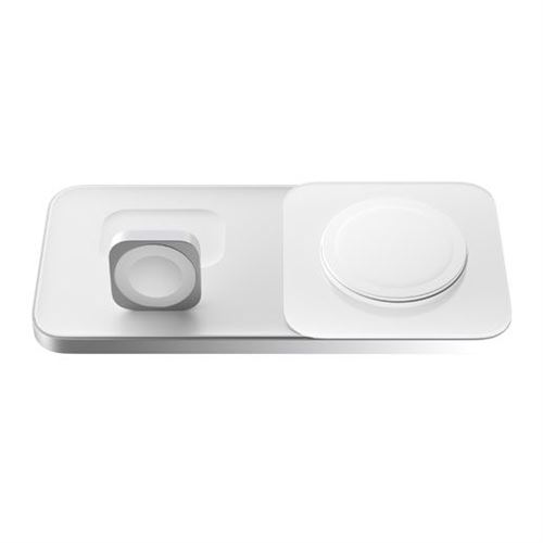 Chargeur 3 en 1 Qi MagSafe Base One Max Carbride avec Base en Caoutchouc Nomad Argent