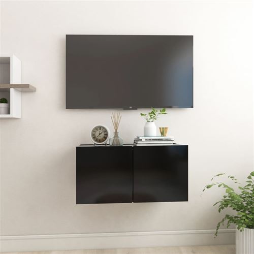 vidaXL Meuble TV suspendu Noir 60x30x30 cm