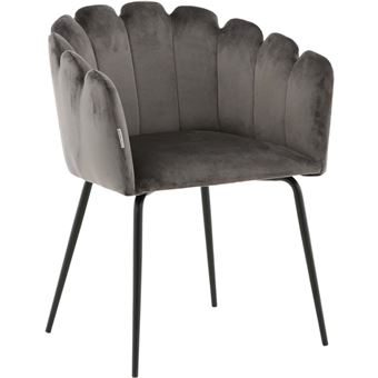 Furniture Fashion - Fauteuil en velours et métal Limhamn gris - 1