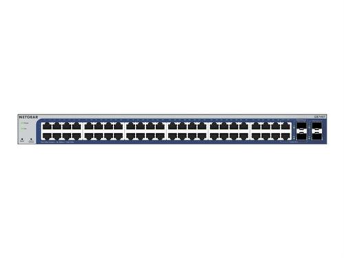 NETGEAR GS748T - V6 - commutateur - L3 Lite - intelligent - 48 x 10/100/1000 + 2 x Gigabit SFP + 2 x SFP Gigabit combiné - de bureau, Montable sur rack