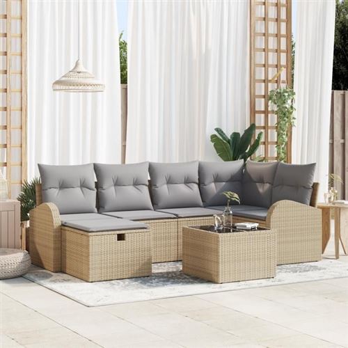VIDAXL - Ensemble de Canapés de Jardin - 7 Pièces - Résine Tressée - Beige - Image 2