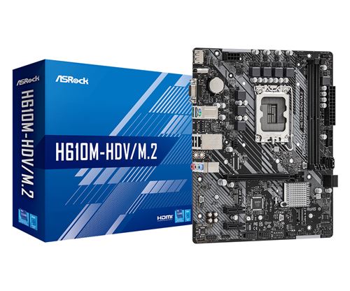 ASRock H610M-HDV/M.2 - Carte-mère - micro ATX - Socket LGA1700 - H610 Chipset - USB 3.2 Gen 1 - Gigabit LAN - carte graphique embarquée (unité centrale requise) - audio HD (8 canaux)