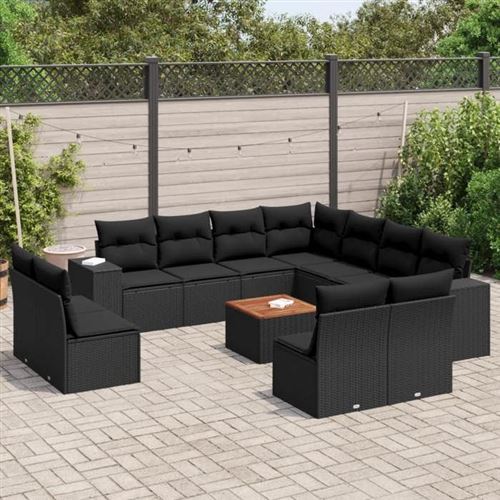Non Communiqué Noir Salon De Jardin Modulable Vidaxl Resine Tressee 2 Pieces 11 Personnes