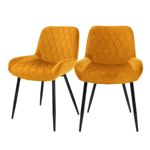 Ml-Design Jaune Lot De 2 Chaises - Velours - Image 3