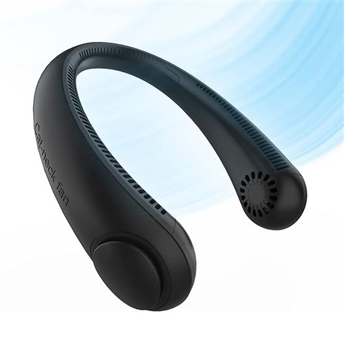 Mini ventilateur de cou USB Wafenso, Rechargeable Suspendu Portable (21.5*14.5*6.5CM)- Noir