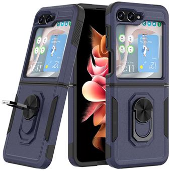 Coque pour Samsung Galaxy Z Flip 5 - Rigide Antichoc avec Anneau Support Bleu Marine - BOOLING - 1