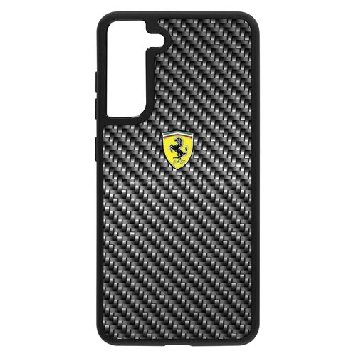 Coque Samsung Galaxy S21 FE Carbone Contour Silicone Dos Rigide Ferrari Noir