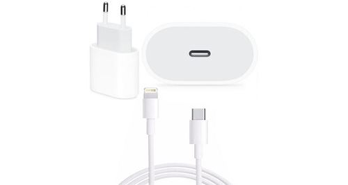 Visiodirect - Chargeur USB-C 20W + Cable de charge Type C vers Lightning 1  Mètre compatible pour iPhone 12 Pro Max Couleur Blanc - Visiodirect - -  Câble Lightning - Rue du Commerce