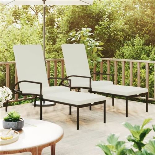 Non Communiqué Marron Vidaxl Chaises Longues Avec Repose-Pied 2 Pcs Résine Tressée