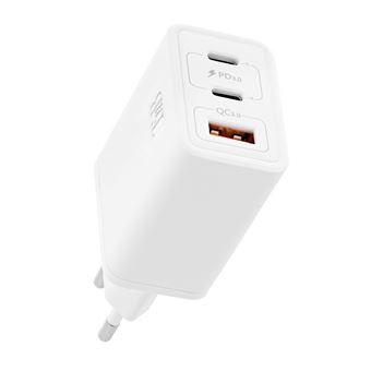 T'nB - Adaptateur secteur - GaN - 65 watt - 3 A - PD 3.0, QC 3.0, Turbo Charge - 3 connecteurs de sortie (USB, USB-C) - 1