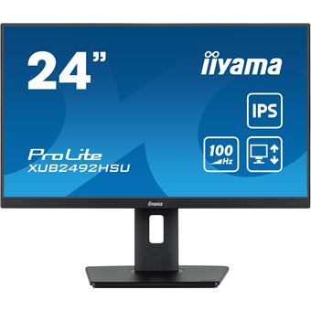 iiyama ProLite XUB2492HSU-B6 - Écran LED - 24" (23.8" visualisable) - 1920 x 1080 Full HD (1080p) @ 100 Hz - IPS - 250 cd/m² - 1300:1 - 0.4 ms - HDMI, DisplayPort - haut-parleurs - noir mat