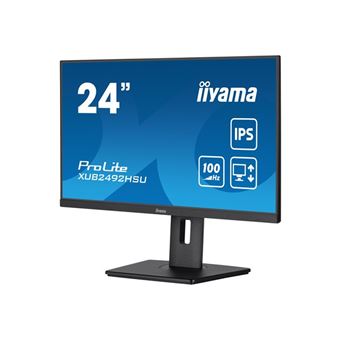 iiyama ProLite XUB2492HSU-B6 - Écran LED - 24" (23.8" visualisable) - 1920 x 1080 Full HD (1080p) @ 100 Hz - IPS - 250 cd/m² - 1300:1 - 0.4 ms - HDMI, DisplayPort - haut-parleurs - noir mat
