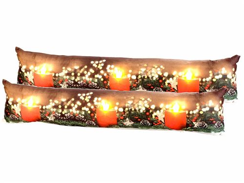 Infactory : 2 coussins de porte à 3 LED avec motifs bougies - 90 x 20 cm