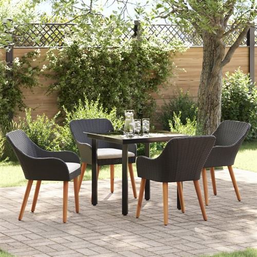 Vidaxl Noir Ensemble De Salle À Manger Pour Jardin 5 Pc Polyrotin - Image 2