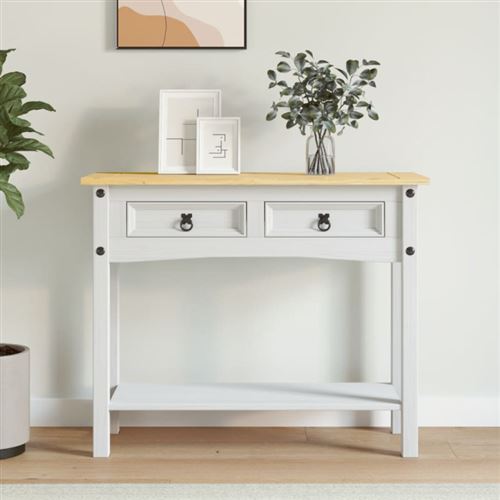 vidaXL Table console Pin mexicain Gamme Corona Blanc 90x34,5x73 cm