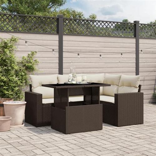 Non Communiqué Marron Salon De Jardin Modulable Vidaxl Resine Tressee 5 Pieces 62 X 62 X 69