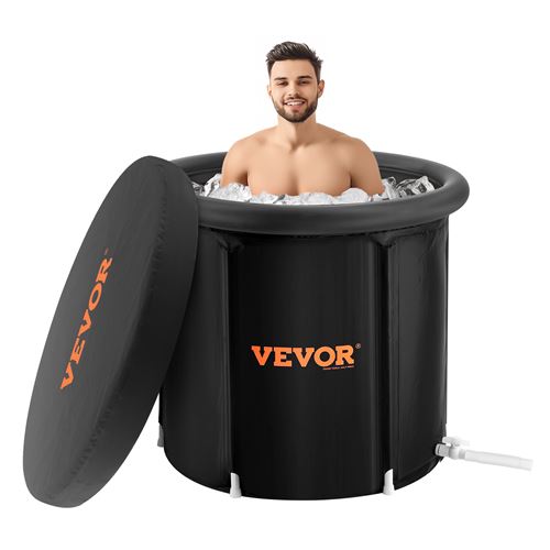 VEVOR ijsbad, 85 cm lang dompelbad voor koudwatertherapie voor sporters, draagbaar ijsbad voor recreatie, opblaasbaar opvouwbaar bad van 398 liter met deksel voor volwassenen