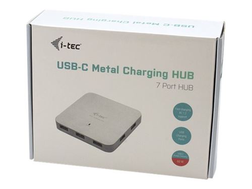 i-Tec USB-C Metal Charging HUB 7x USB 3.0 + Power Delivery 60W - Concentrateur (hub) - 7 x SuperSpeed USB 3.0 x USB-C (alimentation électrique) - de bureau