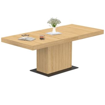 Table à manger extensible rectangle EDEN 6-10 personnes bois et socle noir 160-200 cm - 1