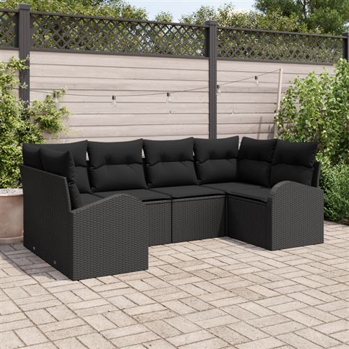 Non Communiqué Noir Ensemble De Canapés De Jardin 6 Pièces Avec Coussins Poly Rattan