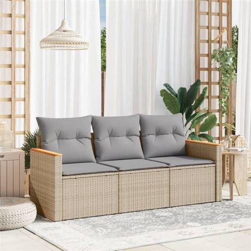 Non Communiqué Beige Vidaxl Salon De Jardin Avec Coussins 3 Pcs, Canapés De Terrasse, Ensemble De Meubles De Patio, Mobilier D'extérieur, 3258160