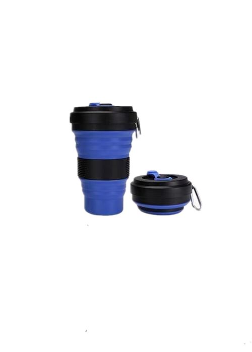 Tasse à Eau Pliante Portable en Silicone Pliable 550ML Bleu/Noir