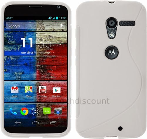 Housse etui coque pochette silicone gel pour Motorola Moto X + film ecran - BLANC - htdmobiles