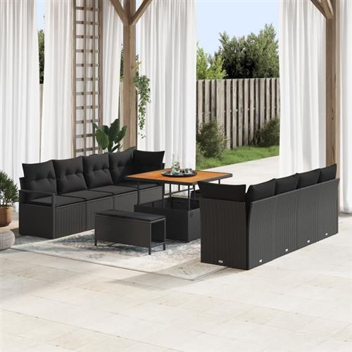 Vidaxl Noir Ensemble De Canapé De Jardin 11 Pc Polyrotin - Image 3