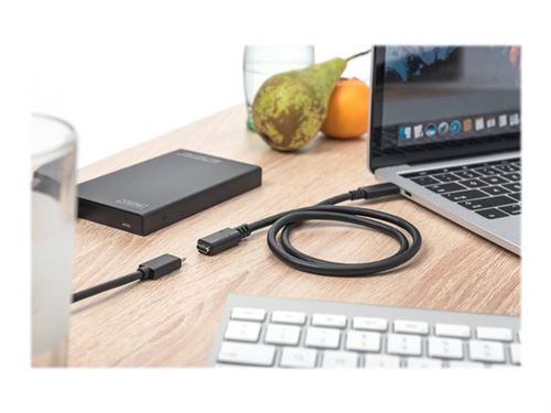 DIGITUS - USB-verlengkabel - USB-C (M) naar USB-C (V) - 20 V - 3 A - 2 m - 4K ondersteuning - zwart