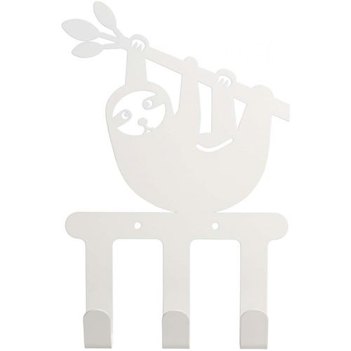 Tranquillo - Patère enfant en métal 3 crochets paresseux blanc