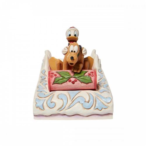 Figurine Donal & Pluto traîneau de Noël Disney