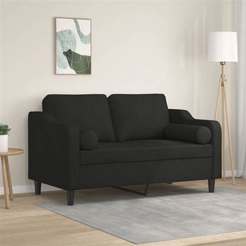 Non Communiqué Noir Vidaxl Canapé 2 Places Avec Oreillers Décoratifs 120 Cm Tissu