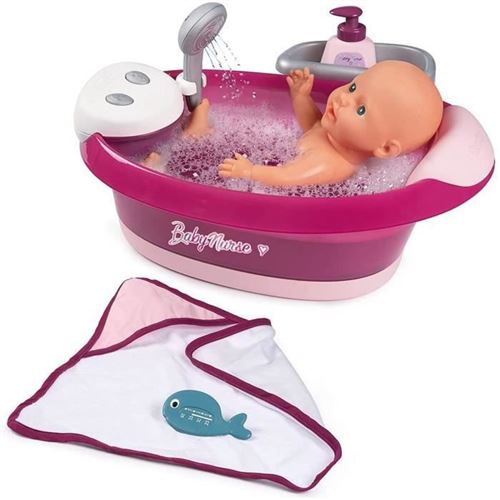 Smoby – Set Baignoire Baby Nurse – 8 Accessoires – Pour Poupon 42 Cm – Réaliste – Dès 3 Ans – Fabriqué En France