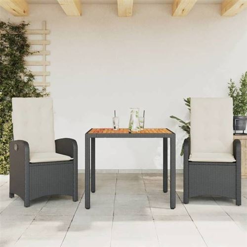 VidaXL - Garten essgruppe poly-rattan, One Size, Schwarz