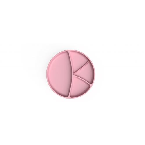 Assiette à compartiments en silicone avec ventouses violet poudré