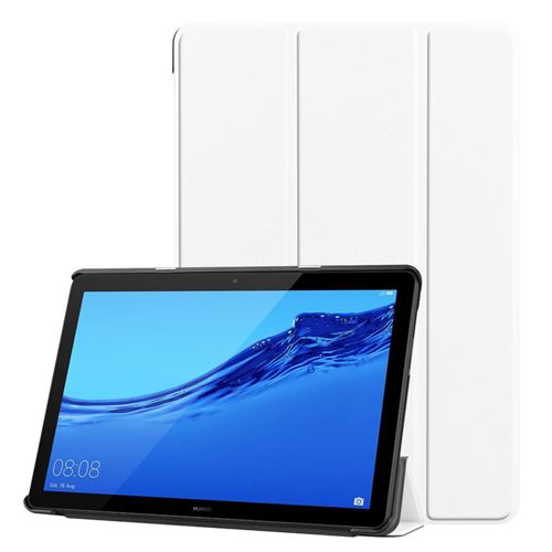 Etui en PU trois volets blanc pour votre Huawei MediaPad T5 10
