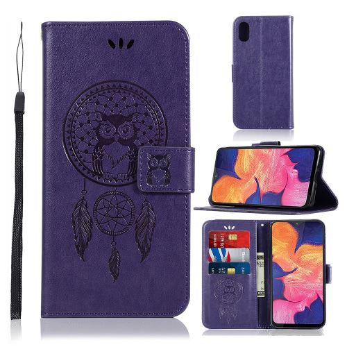 Etui en PU attrape-rêves hibou violet pour votre Samsung Galaxy A10e
