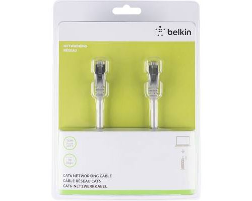 Belkin A3L981Bt10M-H-S Rj45 Câble Réseau, Câble Patch Cat 6 S/Ftp 10.00 M Gris avec Cliquet Dencastrement