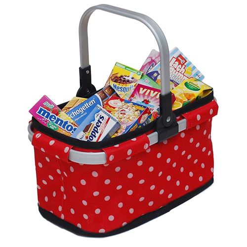 Panier de supermarché à pois
