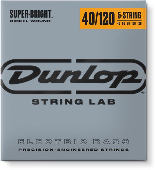Dunlop Super Bright Nickel Plated Steel light 40-120 - Jeu 5 cordes guitare basse