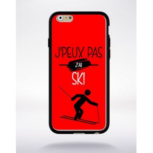 Coque j peux pas j ai ski 9 compatible apple iphone 6 bord noir silicone
