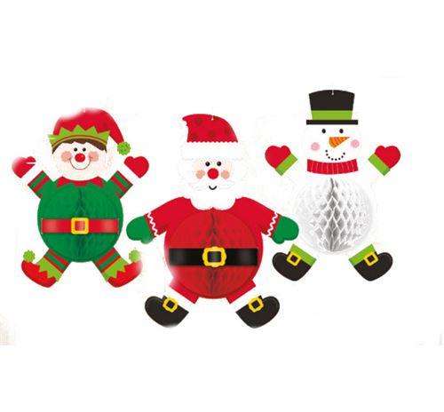 Amscan nids d'abeilles Noël 34,9 cm papier rouge/blanc/vert 3 pièces