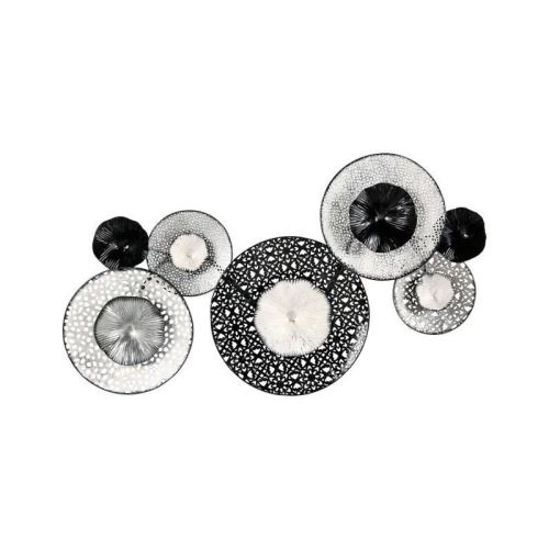 ostaria décoration murale en métal lotus noir et blanc - l 74 x p 6 x h 38 cm