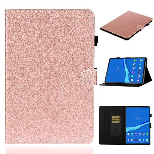 Etui en PU poudre flash avec support or rose pour votre Lenovo Tab Tab M10 TB-X605F/M10 Plus TB-X606F