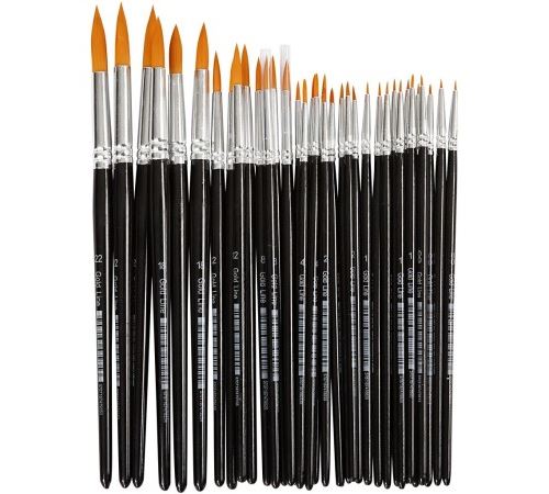 Set de pinceaux ronds Gold Line Nylon - n° 0 à 22 - 36 pcs