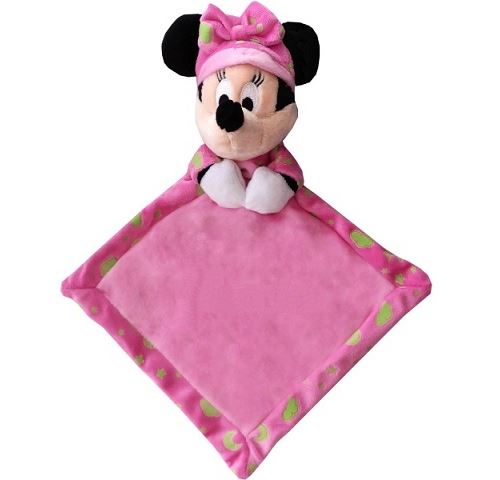 Disney doudou plat brille dans la nuit minnie - doudou rose - peluche enfant