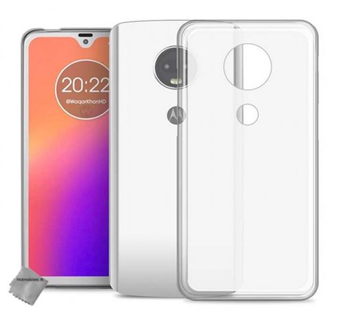 Housse etui coque pochette silicone gel fine pour Motorola Moto G7 + verre trempe - BLANC TRANSPARENT - htdmobiles