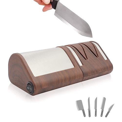 FISHTEC® Aiguiseur Electrique Couteaux Métal ou Céramique - Affûteur Motif Bois