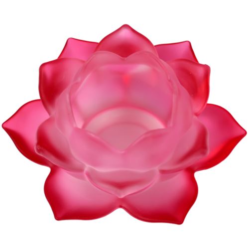 Porte Bougie Rose foncé Lotus en verre